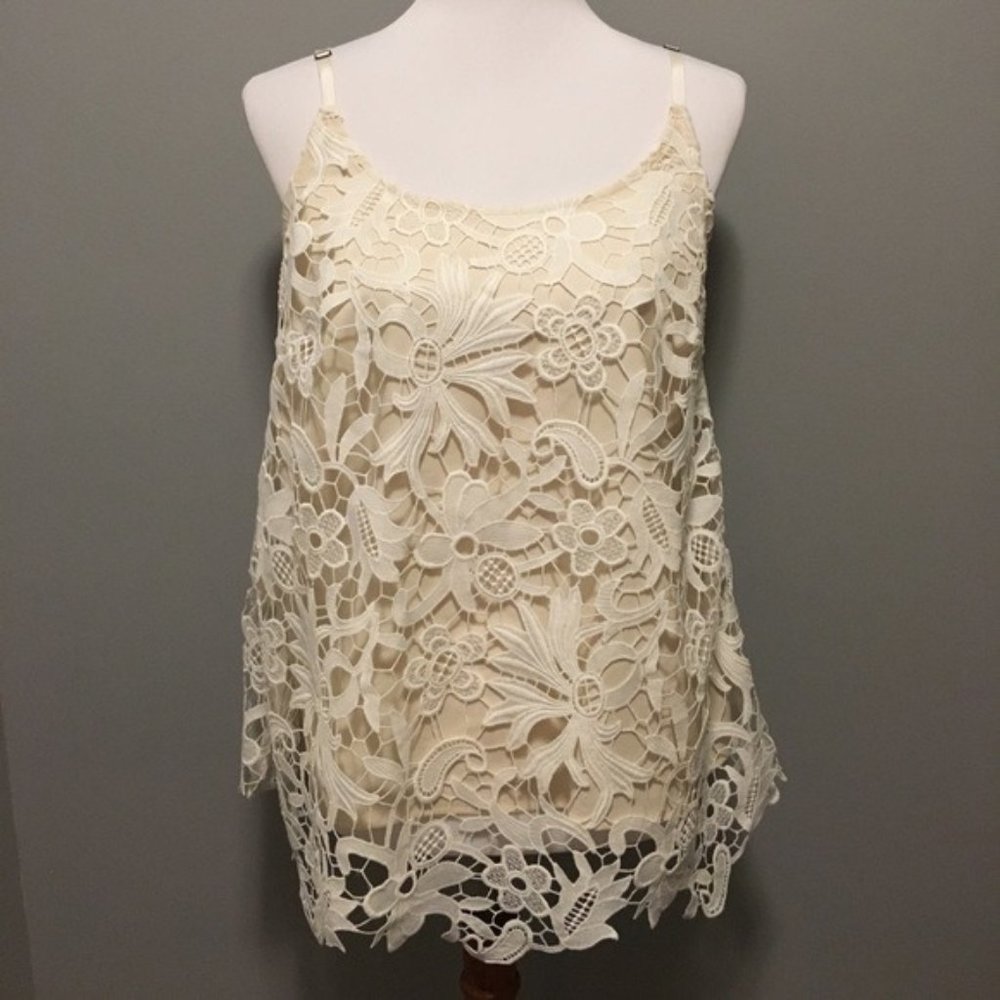 CAbi Lace Cami with Undershirt Size Small